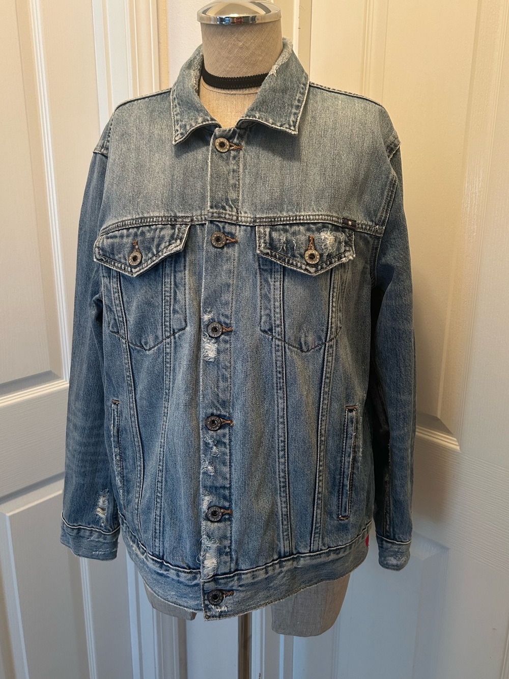 Lucky Brand Light Blue distressed Denim Jacket